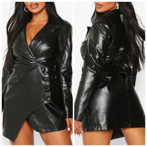 Faux Leather Patent Dress - Picture 2 of 2